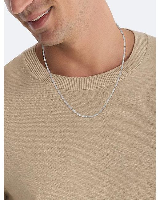 Calvin Klein White Jeans Essential Links Bar Chain Necklace for men