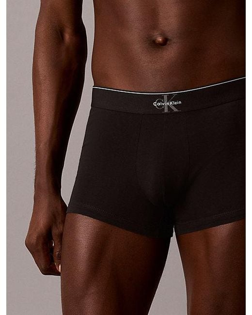Calvin Klein Black 3 Pack Trunks Graphic Monogram Cotton Stretch for men