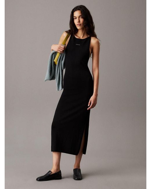 Calvin Klein Black Slim Knit Racerback Maxi Dress