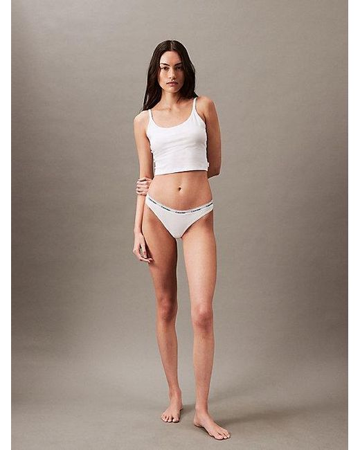Calvin Klein White Thong Icon Logo