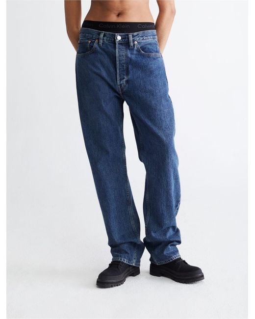 Calvin Klein Blue Standards Stone Indigo Rinse Straight Leg Jeans for men