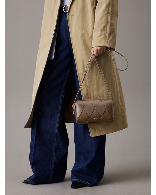 Calvin Klein Brown Woven Crossbody Camera Bag