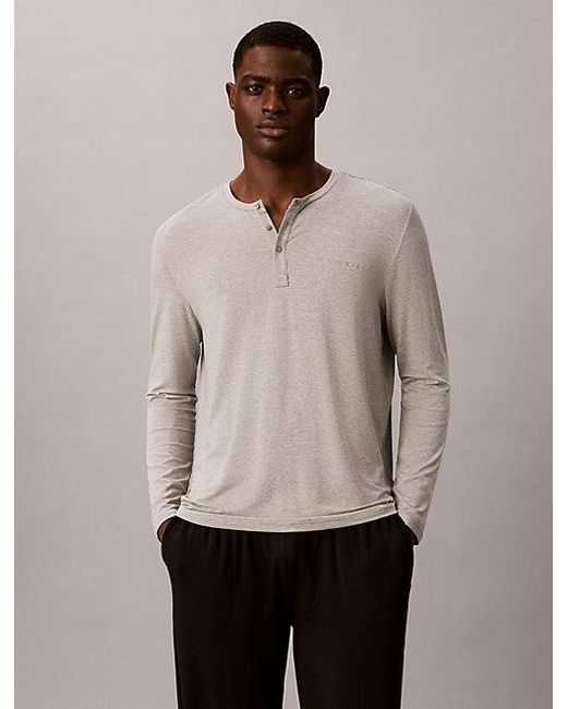 Calvin Klein Gray Henley Pyjama Top Ultra Soft Modal for men