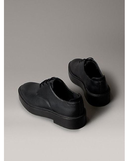 Calvin Klein Black Schnürschuhe Aus Leder Mit Blockabsatz