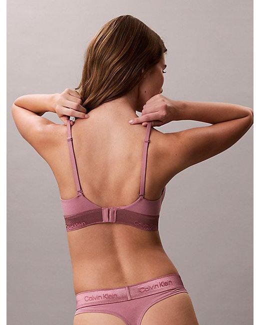 Calvin Klein Purple Metallic Lightly Lined Triangle Bralette Icon Cotton Modal