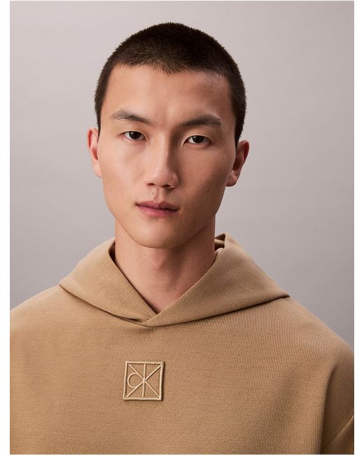 Calvin Klein Natural Wool Blend Emblem Logo Hoodie for men