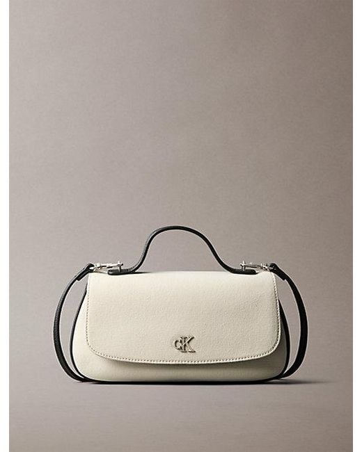 Calvin Klein Brown Cotton Canvas Top Handle Shoulder Bag