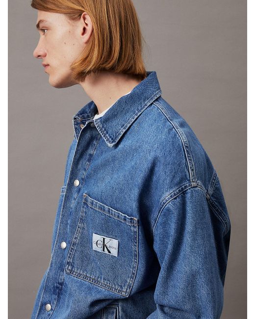 Calvin Klein Blue Oversized Denim Shirt Jacket for men