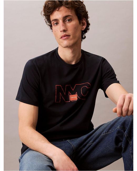 Calvin Klein Multicolor Calvin Klein Nyc Outline Graphic Classic T-Shirt for men