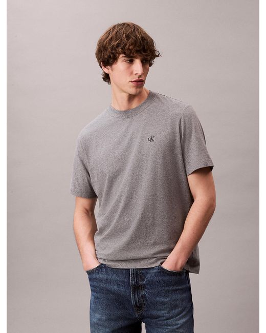 T-Shirt Relaxed Avec Logo Monogramme Brodé Calvin Klein pour homme en coloris Blue