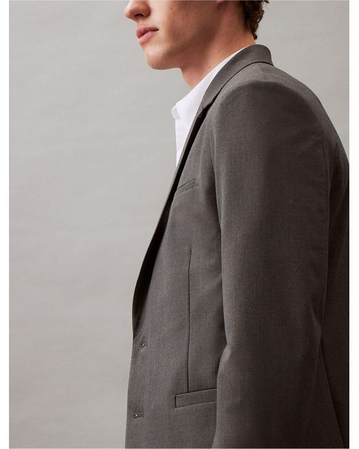 Calvin Klein Gray Stretch Work End-on-end Slim Fit Blazer for men