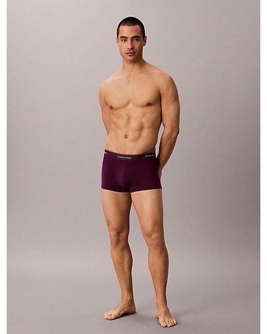 Calvin Klein Purple 3 Pack Low Rise Trunks Icon Cotton Stretch for men
