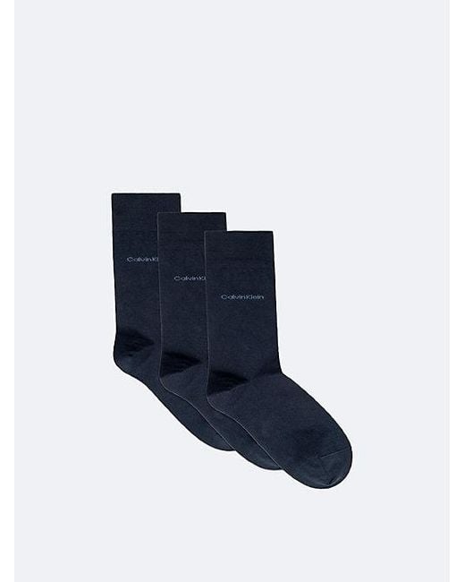 Pack de 3 calcetines de algodón peinado suave Calvin Klein de hombre de color Blue