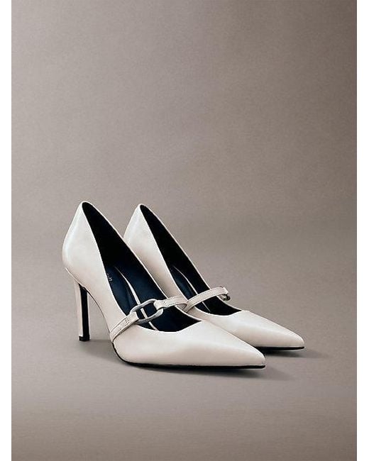 Calvin Klein Metallic Leather Stiletto Strap Pumps