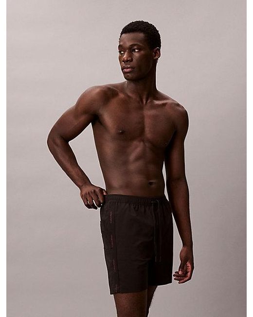 Calvin Klein Korte Zwembroek Met Trekkoord En Logo Tape in het Brown voor heren