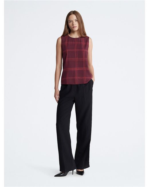 Calvin Klein Red Check Sleeveless Top