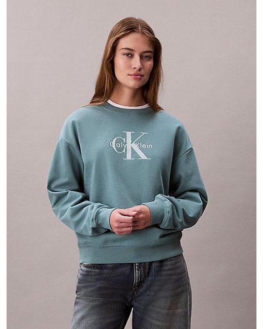Calvin Klein Blue Jeans Monologo French Terry Relaxed Sweatshirt