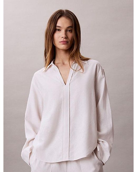 Calvin Klein Multicolor Linen Blend Tunic Shirt