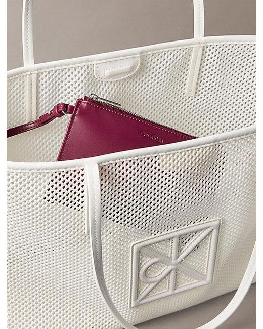 Calvin Klein Natural Emblem Logo Mesh Tote Bag