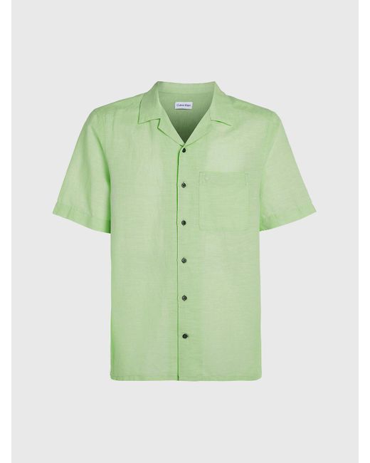 Calvin Klein Green Linen Cotton Pocket Shirt for men