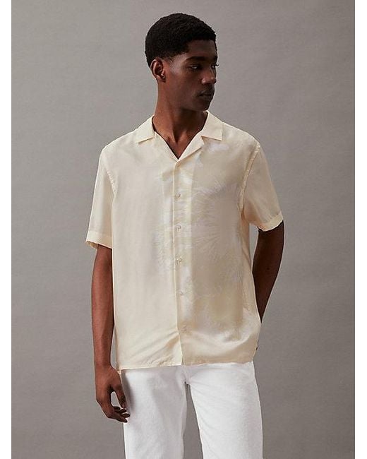 Camisa floral de seda Calvin Klein de hombre de color White