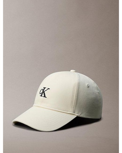 Calvin Klein White Embroidered Monogram Baseball Cap