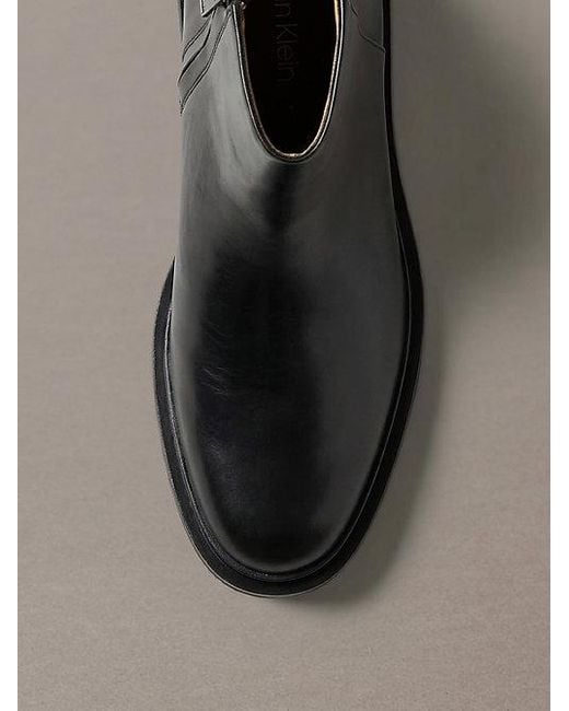 Calvin Klein Black Leather Zip Ankle Boots for men