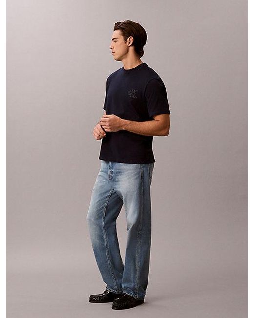 Calvin Klein Blue Jeans Relaxed Embossed Logo T-Shirt for men
