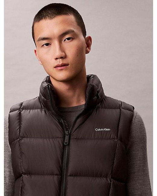 Calvin Klein Brown Nylon Quilted Puffer Vest for men