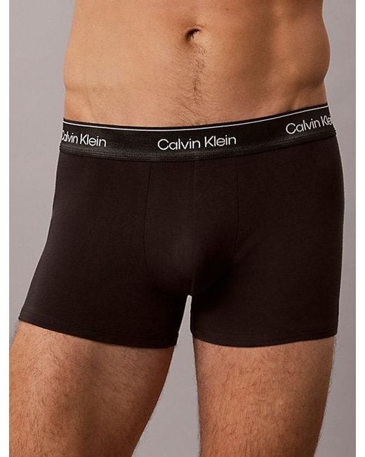 Calvin Klein Red 3 Pack Trunks Icon Cotton Stretch Metallic for men