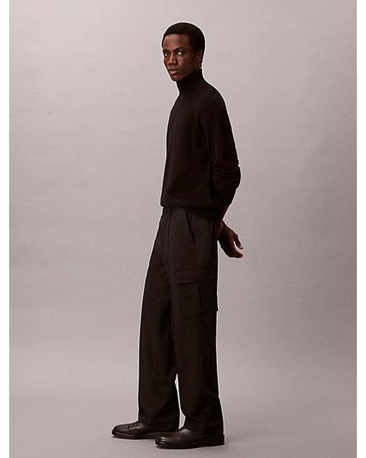 Calvin Klein Brown Straight Bengaline Cargo Pants for men
