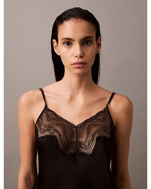 Calvin Klein Black Satin Sheen Chemise