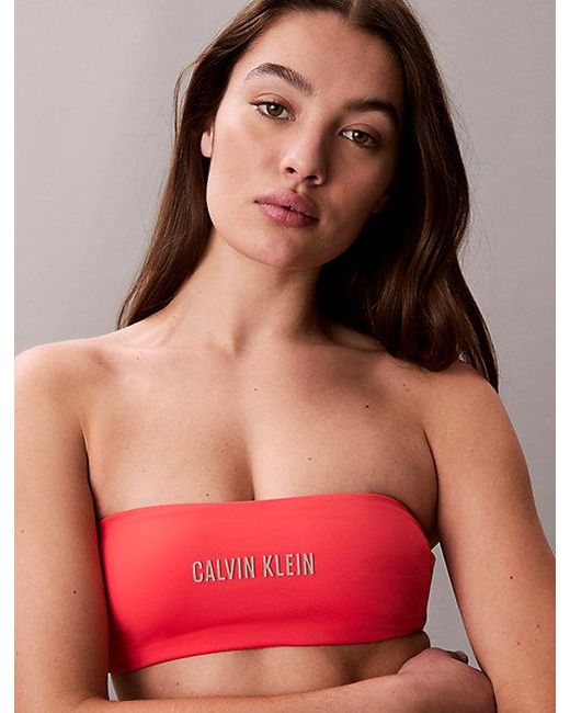 Calvin Klein Red Bandeau Bikini Top Intense Power