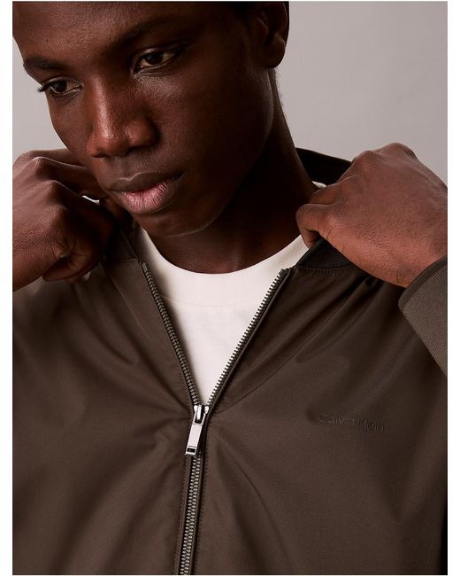 Calvin Klein Brown Tipped Matte Bomber Jacket for men