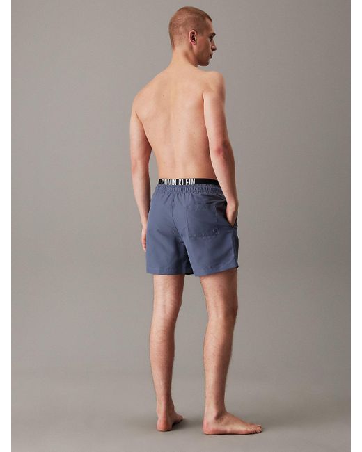 Calvin Klein Blue Double Waistband Swim Shorts for men