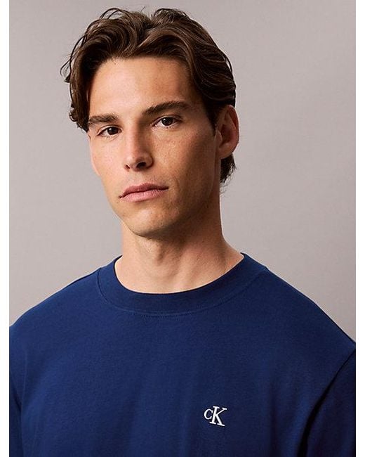 Calvin Klein Blue Jeans Relaxed Monogram T-Shirt for men