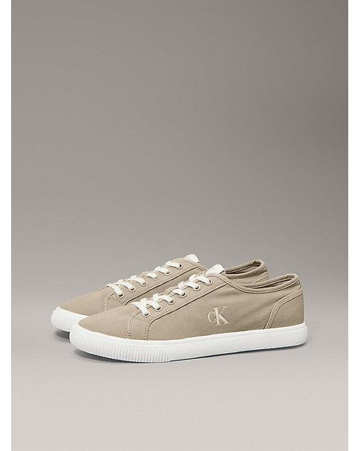 Calvin Klein Sneakers Aus Canvas Mit Flachem Profil in Gray für Herren