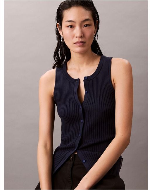 Calvin Klein Black Calvin Klein Smooth Cotton Rib Sweater Tank