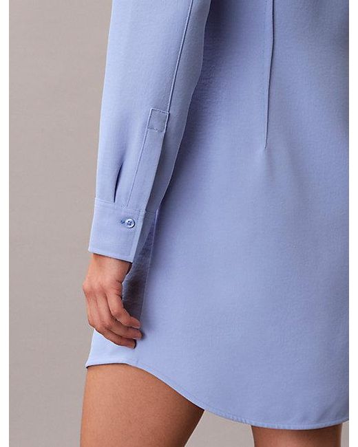 Calvin Klein Blue Casual Twill Long Sleeve Mini Shirtdress