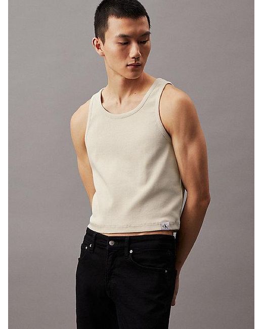 Camiseta de tirantes de canalé de algodón Calvin Klein de hombre de color Gray