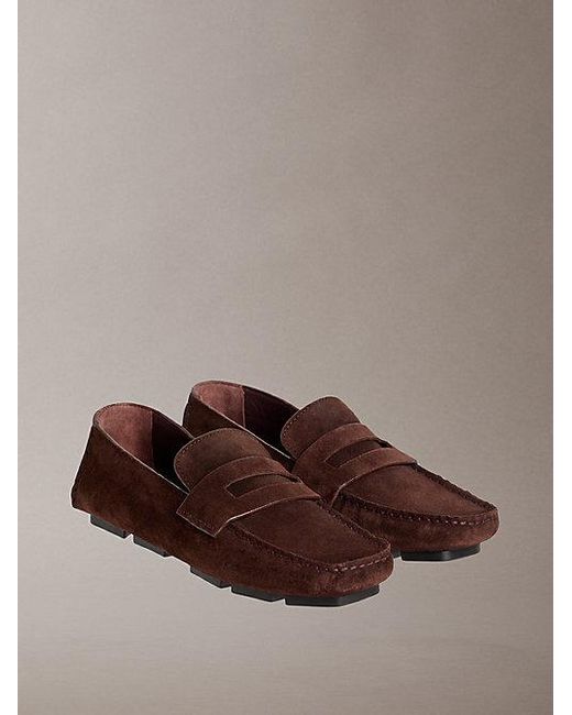 Calvin Klein Brown Leather Moccasin Driving Shoes