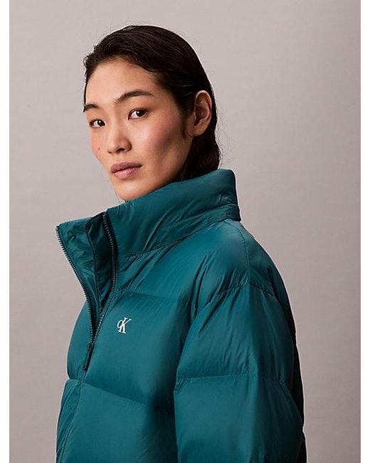 Calvin Klein Green Daunen-Steppmantel Mit Kapuze