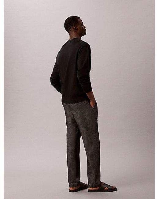 Calvin Klein Black Jeans Cotton Chambray Drawstring Trousers for men