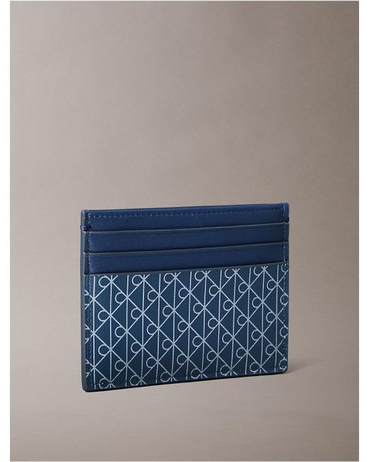 Calvin Klein Blue Allover Monogram Logo Card Holder for men
