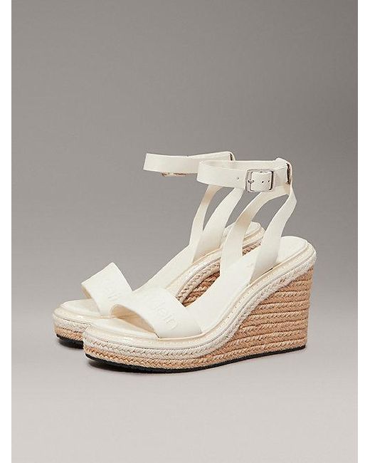 Calvin Klein Metallic Espadrille-Wedges Aus Leder