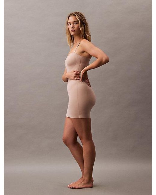 Calvin Klein Brown Shapewear Slip Dress Stay Put Stretch