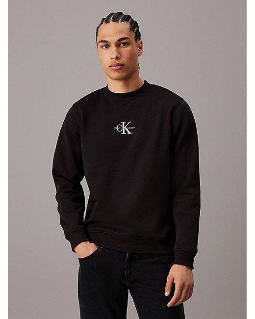 Calvin Klein Monogramm-Sweatshirt aus Fleece in Gray für Herren