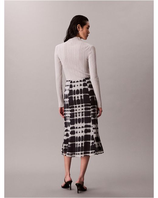 Calvin Klein Multicolor Printed Flared Midi Skirt