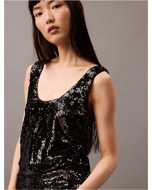 Calvin Klein Blue Sequin Tank Top