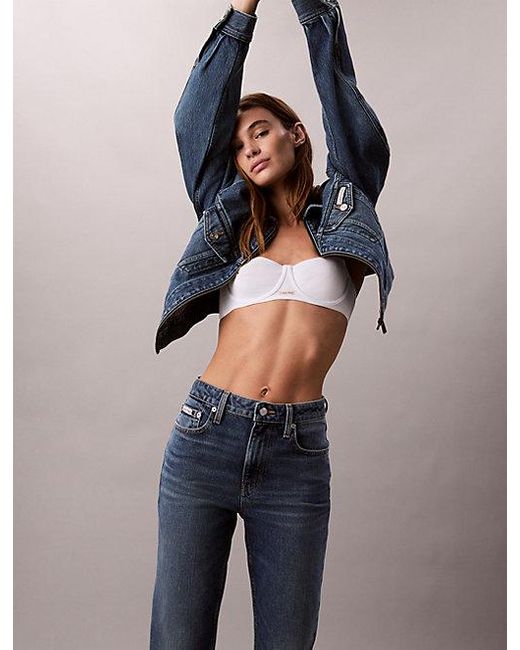Calvin Klein Blue Jeans High Rise Straight Jeans